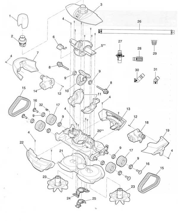 Zodiac MX8 Pool Cleaner | Parts Diagram | Parts List